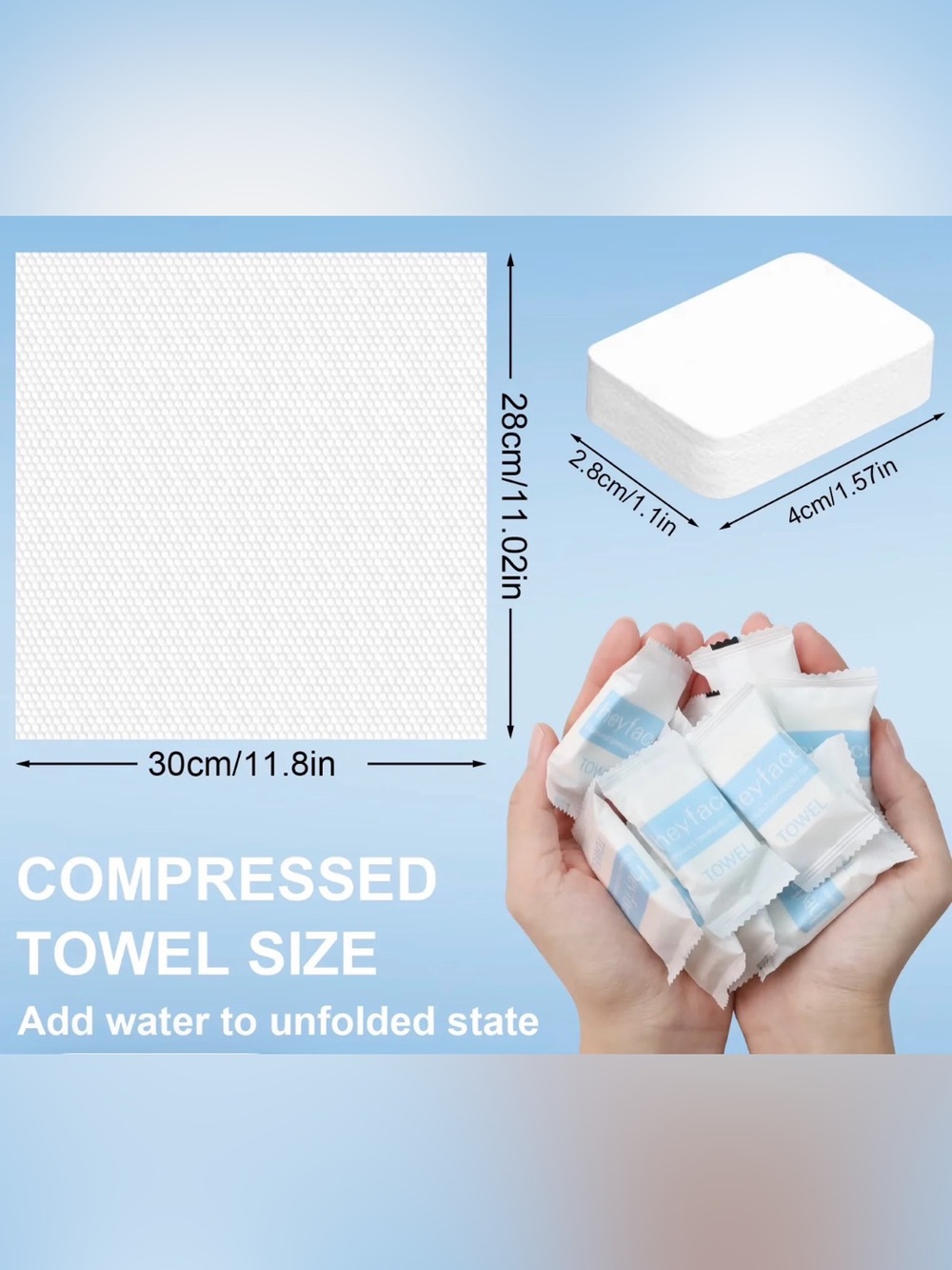 White Compressed Facial Towels - Pack of 50 - Picture 3 of 3
